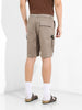 Men's Taupe Relaxed Fit Solid Utility Shorts