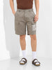 Men's Stone Grey Relaxed Fit Solid Utility Shorts