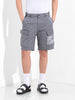 Men's Stone Blue Relaxed Fit Solid Utility Shorts