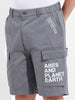 Men's Stone Blue Relaxed Fit Solid Utility Shorts