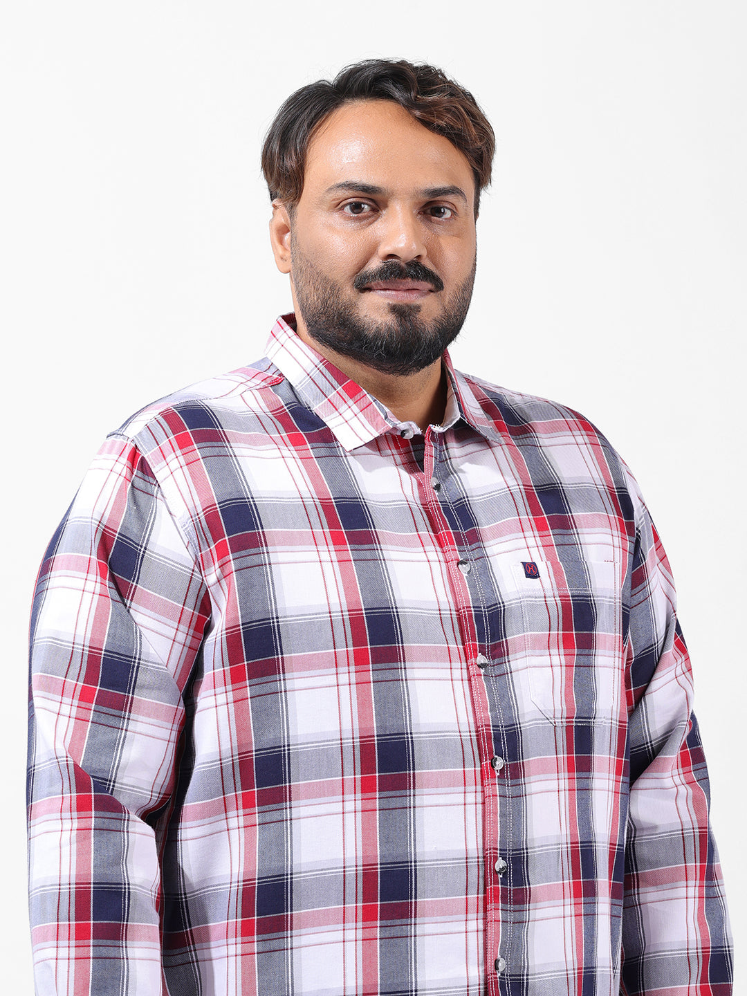 Men's White Regular Fit Checked Casual Shirt