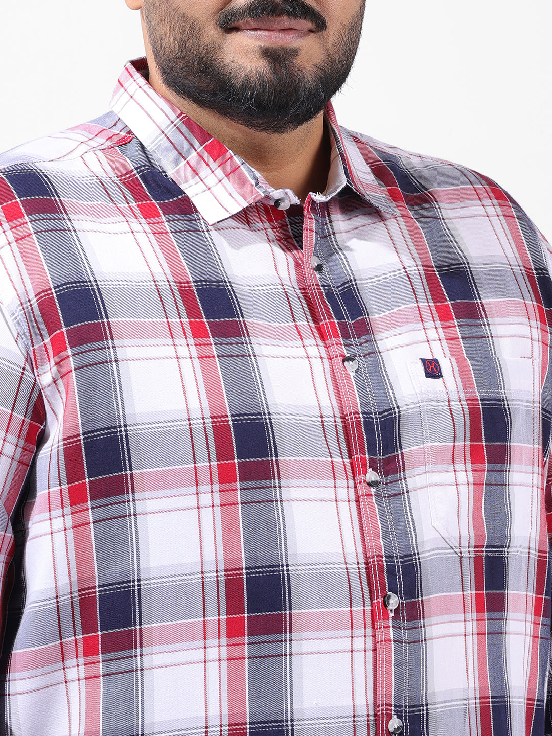 Men's White Regular Fit Checked Casual Shirt