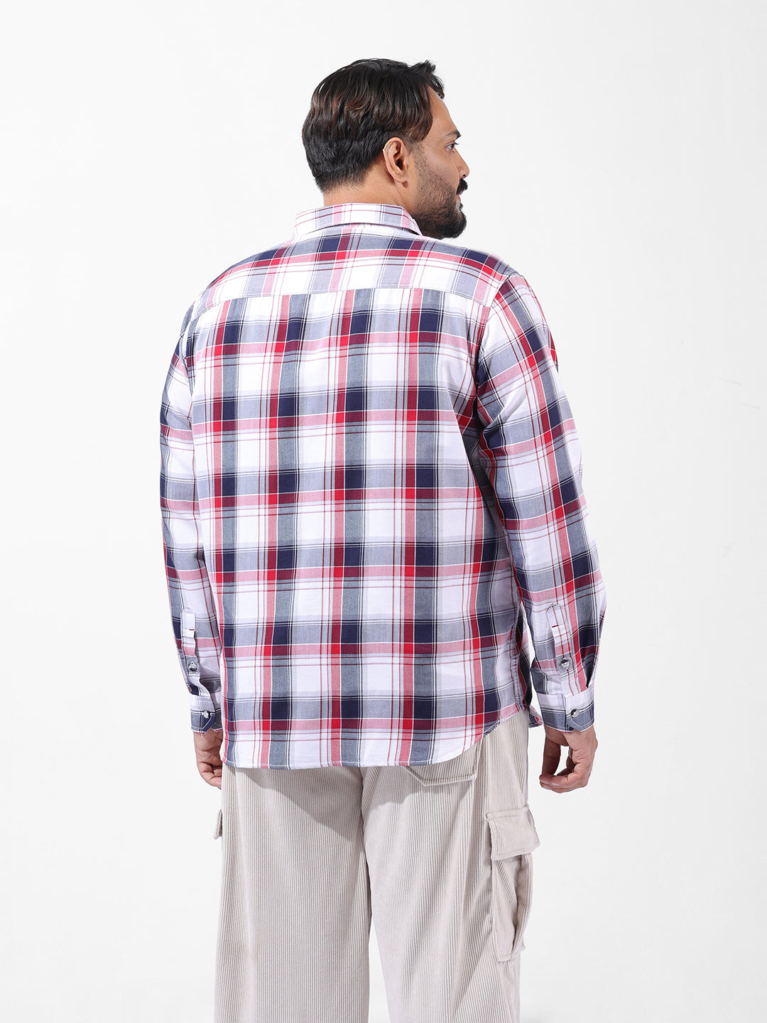 Men's White Regular Fit Checked Casual Shirt