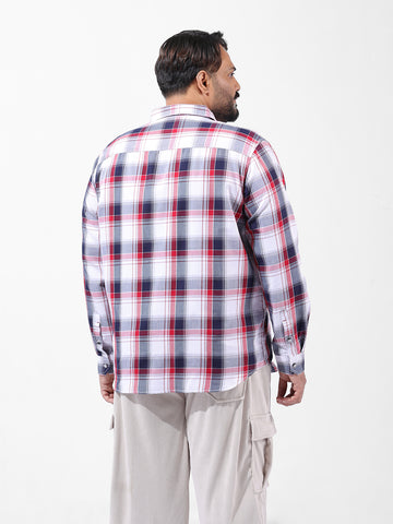 Men's White Regular Fit Checked Casual Shirt