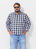 Men's Navy Blue Regular Fit Checked Casual Shirt