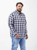 Men's Navy Blue Regular Fit Checked Casual Shirt