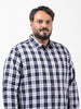 Men's Navy Blue Regular Fit Checked Casual Shirt