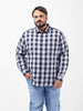 Men's Navy Blue Regular Fit Checked Casual Shirt