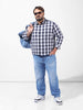 Men's Navy Blue Regular Fit Checked Casual Shirt