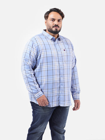 Men's Light Blue Regular Fit Checked Casual Shirt
