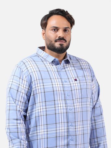 Men's Light Blue Regular Fit Checked Casual Shirt