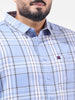 Men's Light Blue Regular Fit Checked Casual Shirt