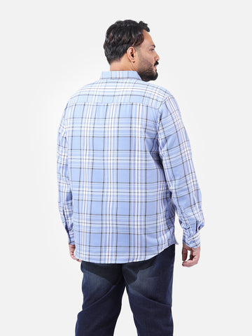Men's Light Blue Regular Fit Checked Casual Shirt
