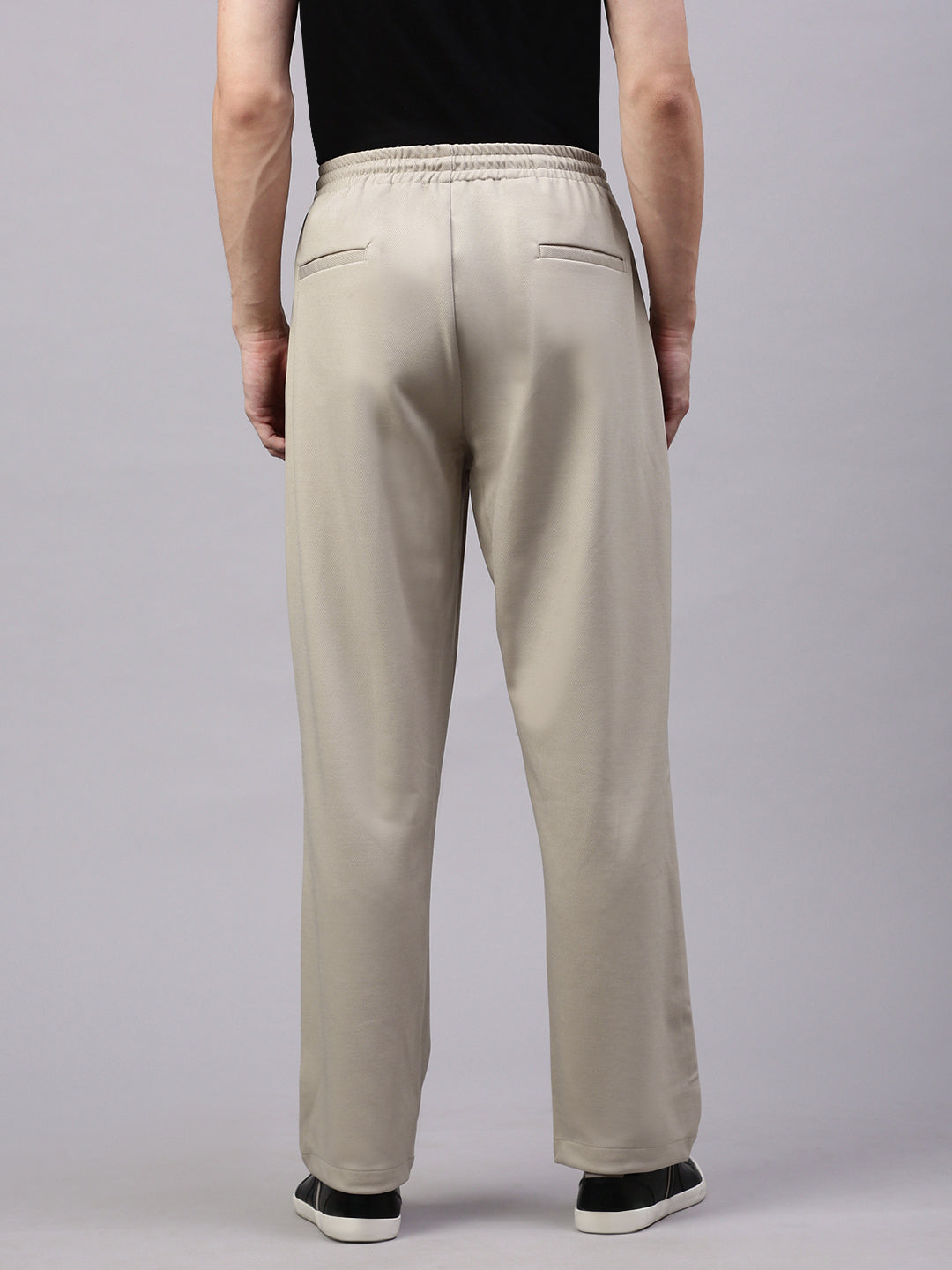 Men's Light Beige Relaxed Fit Solid Casual Joggers