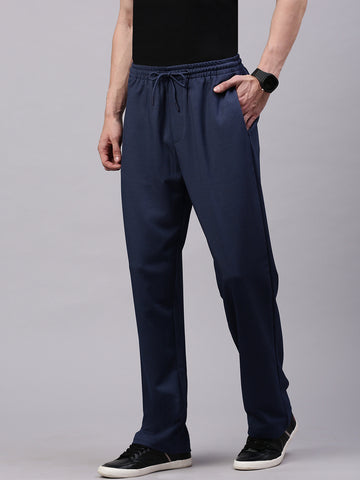 Men's English Blue Relaxed Fit Solid Casual Joggers