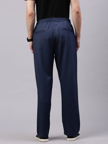 Men's English Blue Relaxed Fit Solid Casual Joggers
