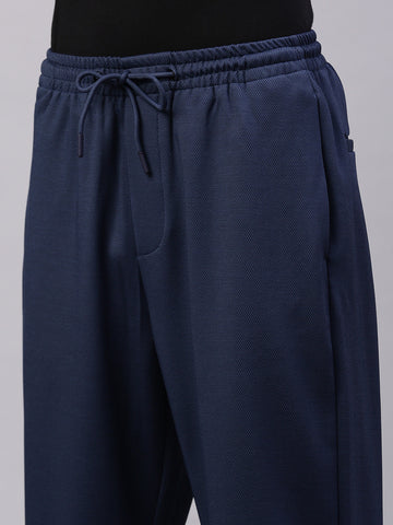 Men's English Blue Relaxed Fit Solid Casual Joggers