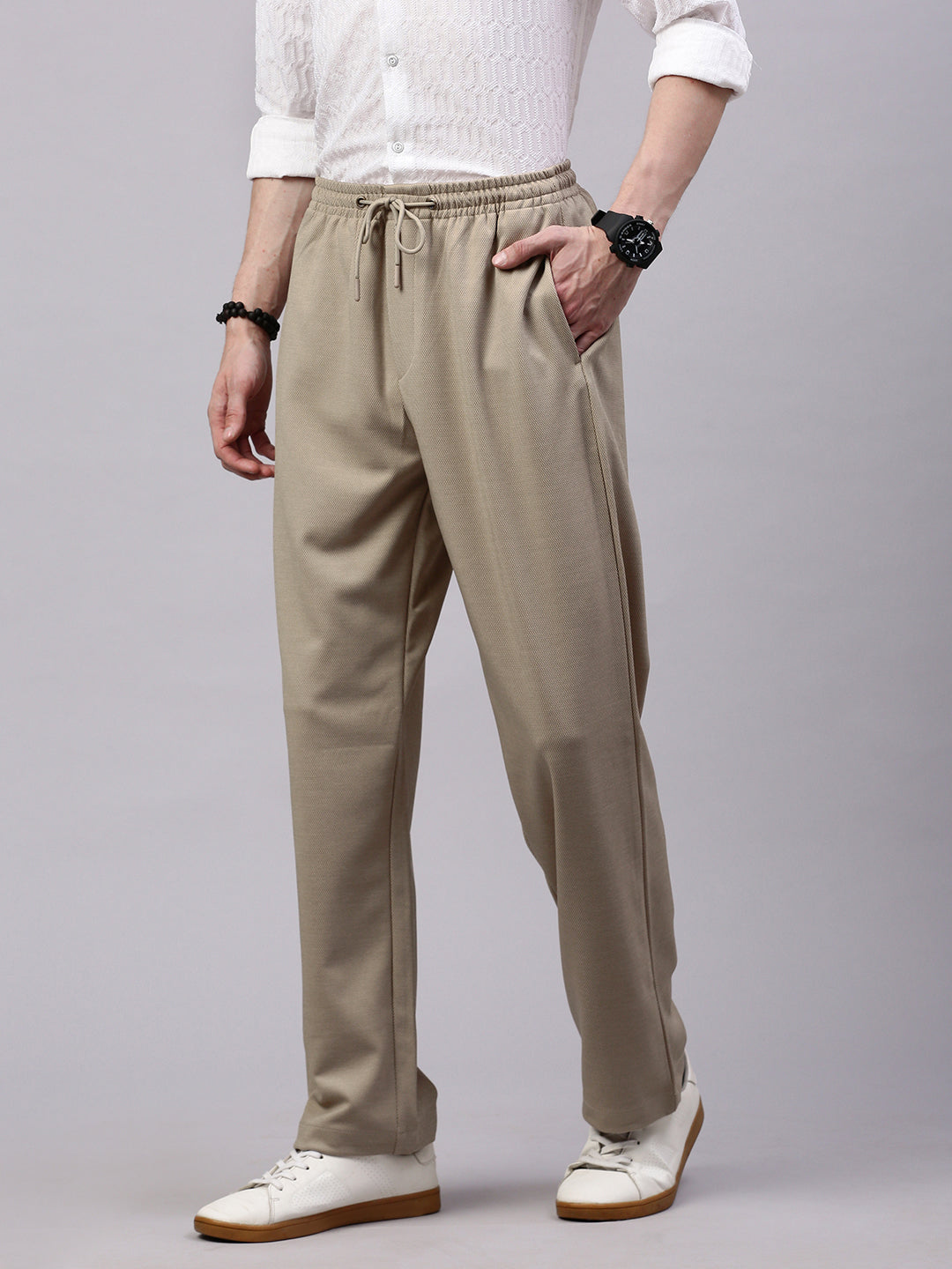 Men's Doeskin Relaxed Fit Solid Casual Joggers