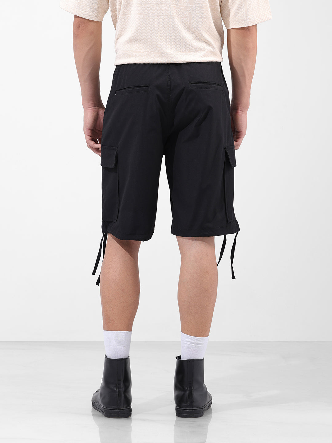 Men's Black Relaxed Fit Utility Shorts