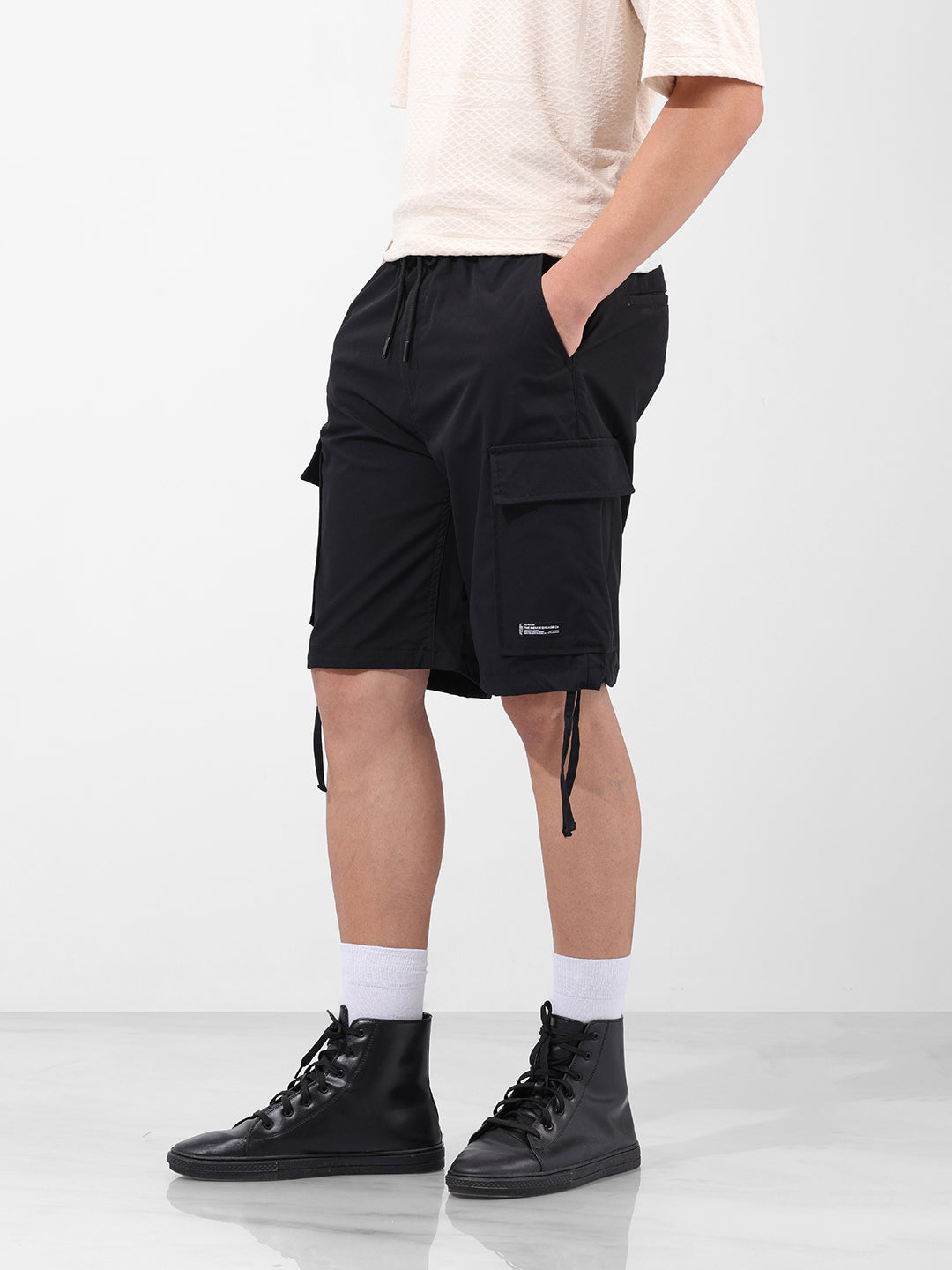Men's Black Relaxed Fit Utility Shorts