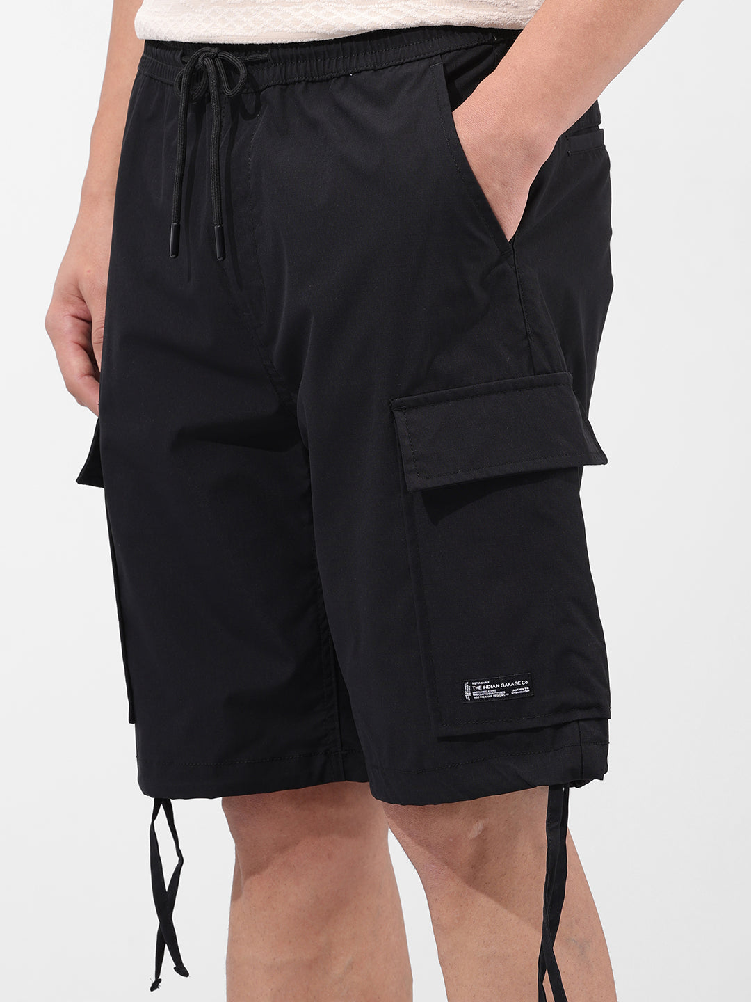 Men's Black Relaxed Fit Utility Shorts
