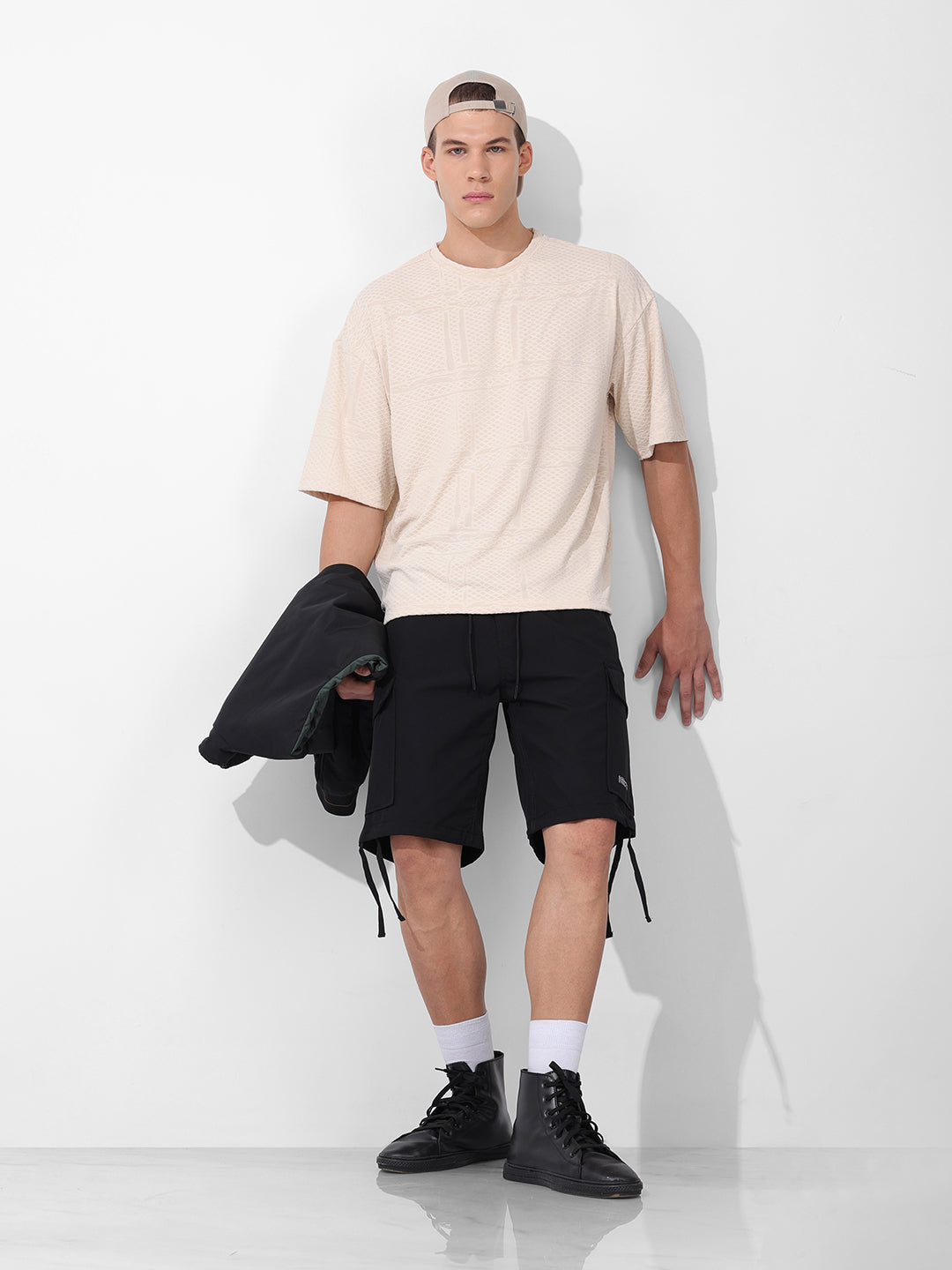 Men's Black Relaxed Fit Utility Shorts