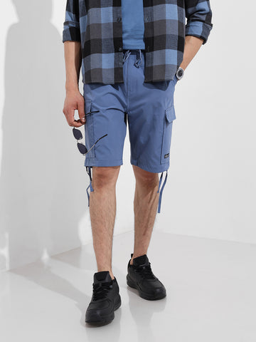 Men's Blue Relaxed Fit Utility Shorts
