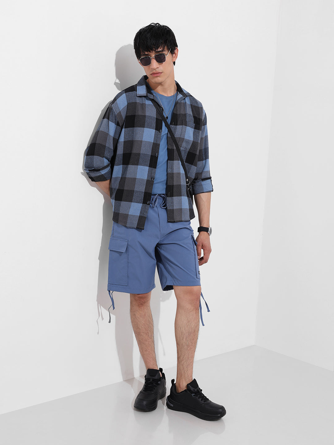 Men's Blue Relaxed Fit Utility Shorts
