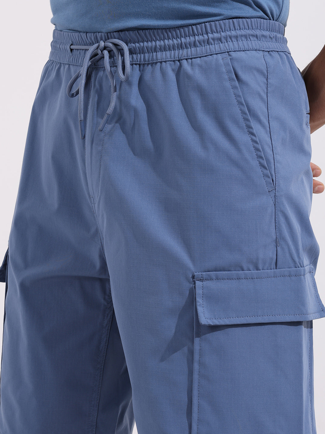 Men's Blue Relaxed Fit Utility Shorts