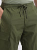 Men's Green Relaxed Fit Textured Utility Shorts