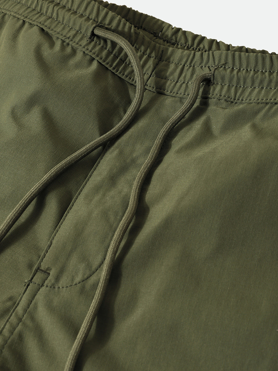 Men's Green Relaxed Fit Textured Utility Shorts