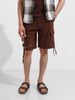 Men's Sepia Relaxed Fit Textured Utility Shorts