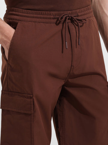 Men's Sepia Relaxed Fit Textured Utility Shorts