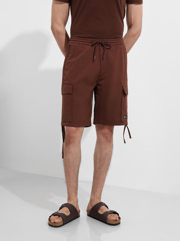 Men's Sepia Relaxed Fit Textured Utility Shorts