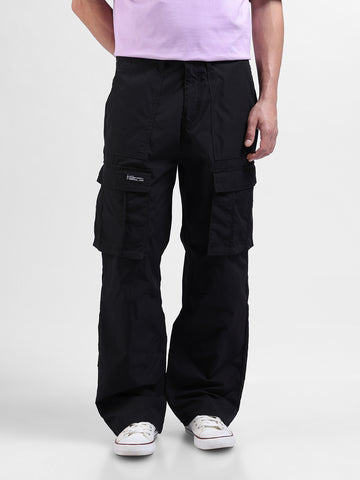 Men's Black Relaxed Fit Utility Cargo