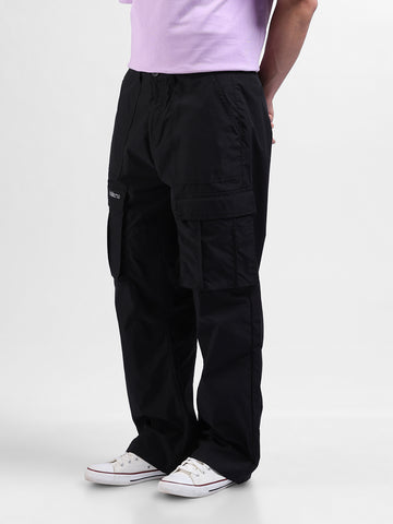 Men's Black Relaxed Fit Utility Cargo - Main Image