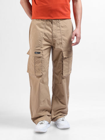 Men's Khaki Relaxed Fit Utility Cargo