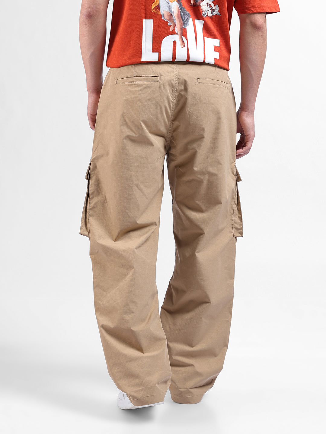 Men's Khaki Relaxed Fit Utility Cargo