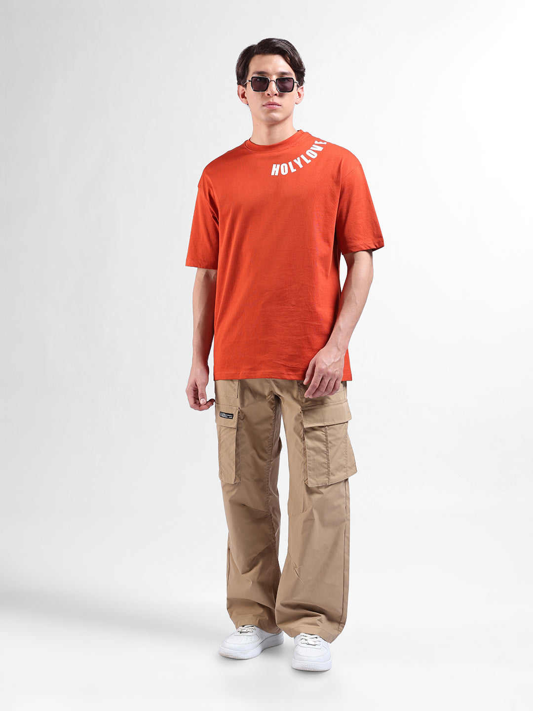 Men's Khaki Relaxed Fit Utility Cargo