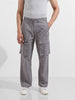 Men's Grey Relaxed Fit Textured Utility Cargo