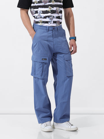 Men's Blue Relaxed Fit Utility Cargo