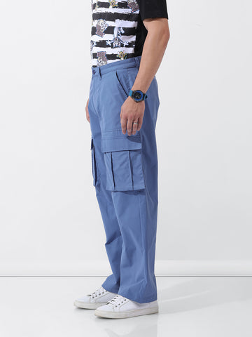 Men's Blue Relaxed Fit Utility Cargo