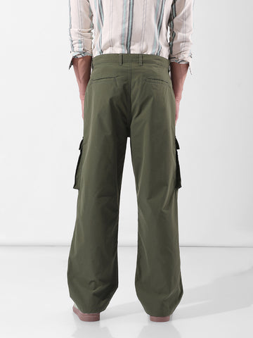 Men's Green Relaxed Fit Utility Cargo