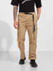 Men's Khaki Relaxed Fit Textured Utility Cargo