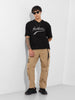 Men's Khaki Relaxed Fit Textured Utility Cargo
