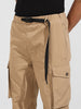 Men's Khaki Relaxed Fit Textured Utility Cargo