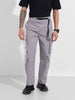 Men's Grey Relaxed Fit Textured Utility Cargo