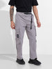 Men's Grey Relaxed Fit Textured Utility Cargo