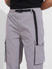 Men's Grey Relaxed Fit Textured Utility Cargo