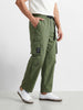 Men's Green Relaxed Fit Solid Utility Cargo
